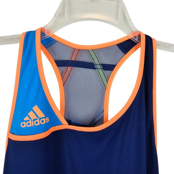 Athleisure Workout Comfy Running Tennis Dress Adidas S Blue Orange Geometric Top - Picture 4 of 14